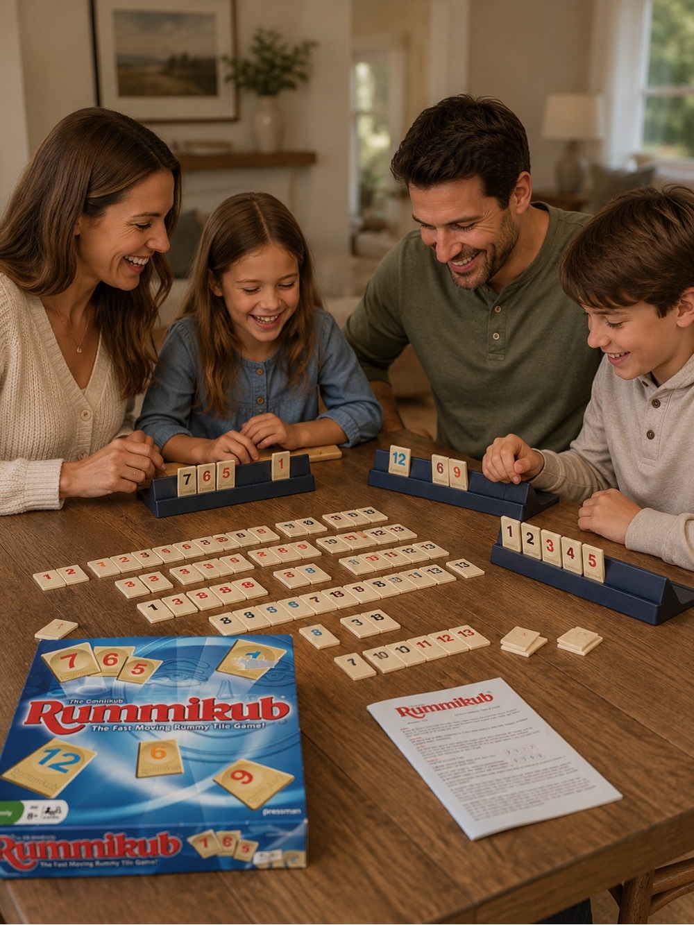 Vintage Rummikub Family Tile Game - Classic Blue Rack Edition With Weighted Tile